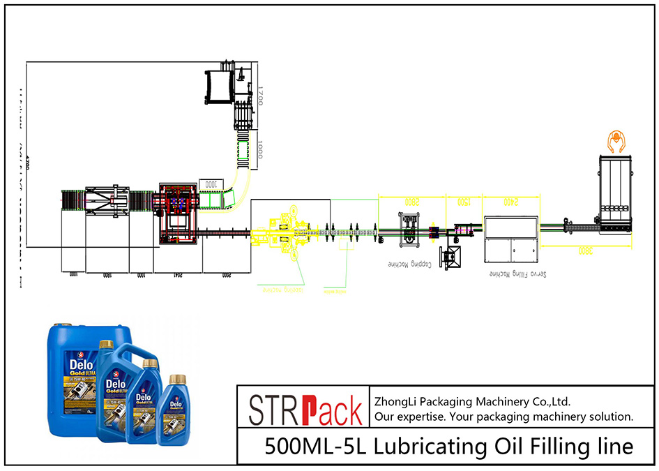Linie automată de umplere cu ulei lubrifiant 500ML-5L